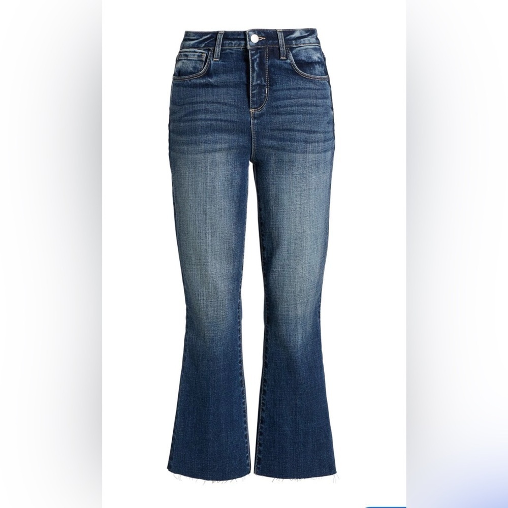 L’agence Kendra High waisted Crop Flare frayed hem jeans size 27